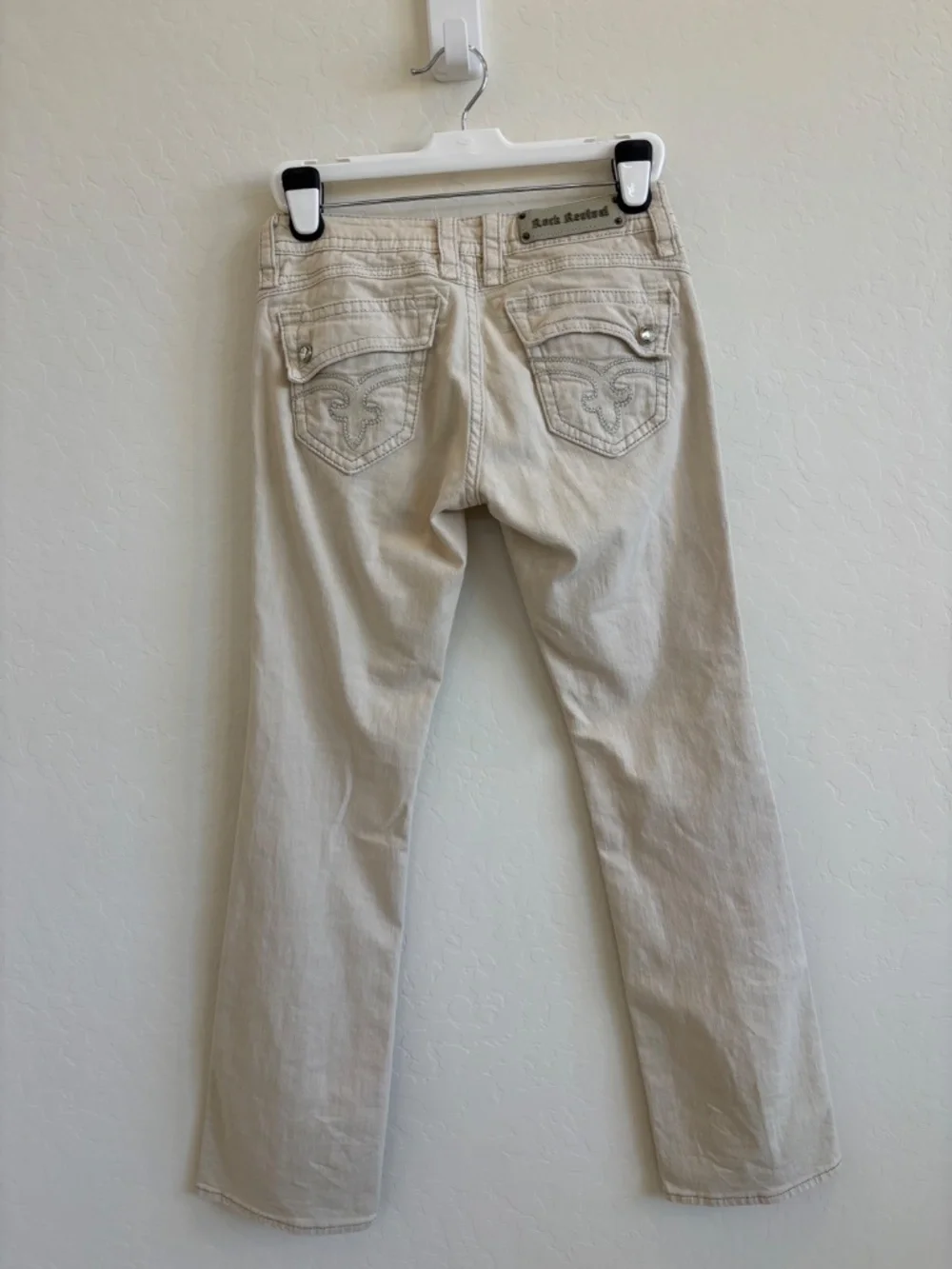 ✧ Y2K Rock Revival Low Rise Bootcut Jeans ✧Size 29, ivory - Picture 8 of 15
